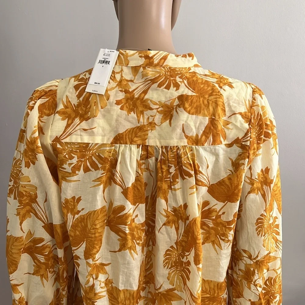 Banana Republic Cotton Floral Blouse Yellow Size S - Picture 8 of 12